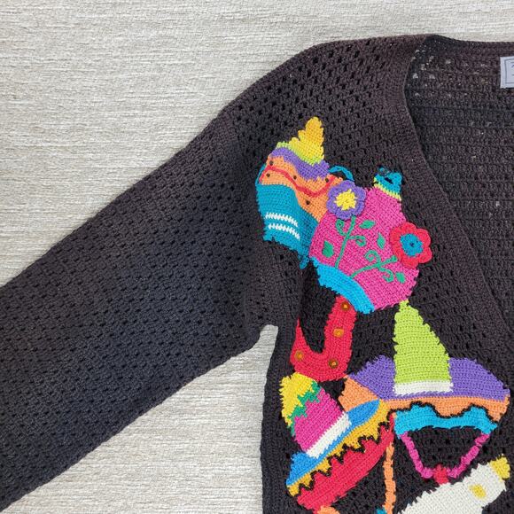 Vintage TLC by Lambert Mexican Fiesta Cardigan Sweater Crochet Knit NWT Size M - Picture 16 of 16